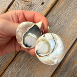 Mother-of-Pearl Earrings, Sterling Silver Hooks, Beach Boho Dangle