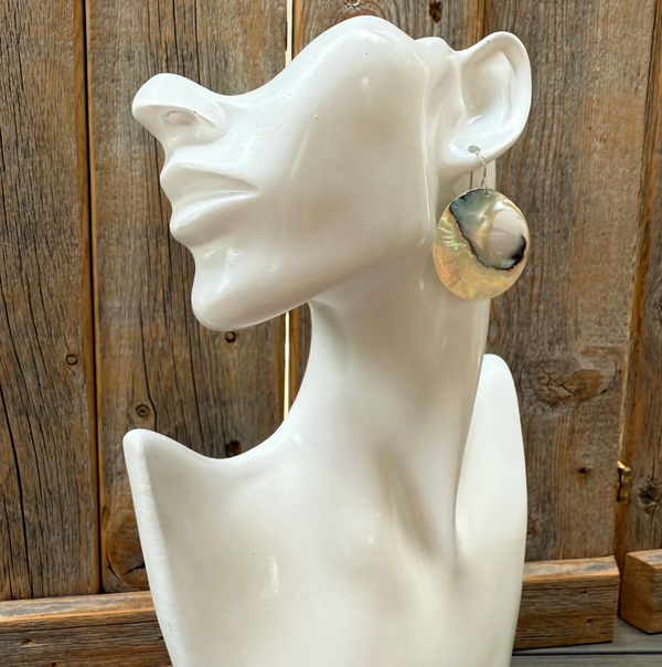 Mother-of-Pearl Earrings, Sterling Silver Hooks, Beach Boho Dangle