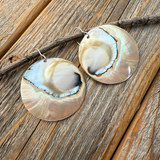 Mother-of-Pearl Earrings, Sterling Silver Hooks, Beach Boho Dangle