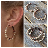African Opal Beaded Hoop Earrings – Wire Wrapped Copper, 1.5 Inch