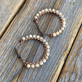 African Opal Beaded Hoop Earrings – Wire Wrapped Copper, 1.5 Inch