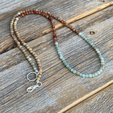 African Opal Beaded Necklace – Sterling Silver, Boho Minimalist Jewelry