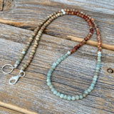 African Opal Beaded Necklace – Sterling Silver, Boho Minimalist Jewelry