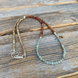 African Opal Beaded Necklace – Sterling Silver, Boho Minimalist Jewelry