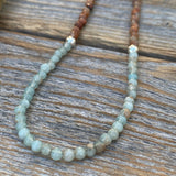 African Opal Beaded Necklace – Sterling Silver, Boho Minimalist Jewelry