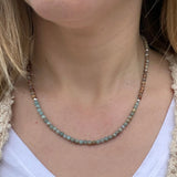 African Opal Necklace, Earth Tone Gemstone Beaded Necklace, Dainty Layering Jewelry