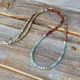 African Opal Necklace, Earth Tone Gemstone Beaded Necklace, Dainty Layering Jewelry