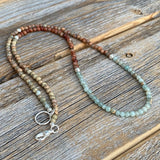 African Opal Necklace, Earth Tone Gemstone Beaded Necklace, Dainty Layering Jewelry