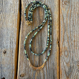 African Turquoise Beaded Choker, Dainty Crescent Moon Necklace, Handmade