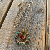 African Turquoise & Carnelian Jewelry Set | Gold-Filled Hoop Earrings + Pendant Necklace | Boho Gemstone Gift | Nickel-Free