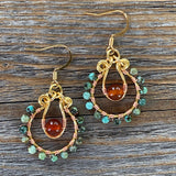 African Turquoise & Carnelian Jewelry Set | Gold-Filled Hoop Earrings + Pendant Necklace | Boho Gemstone Gift | Nickel-Free