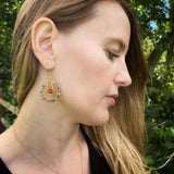African Turquoise & Carnelian Jewelry Set | Gold-Filled Hoop Earrings + Pendant Necklace | Boho Gemstone Gift | Nickel-Free