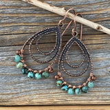 African Turquoise Copper Teardrop Earrings – Wire Wrapped Boho Jewelry