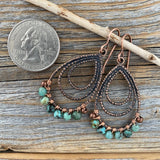 African Turquoise Copper Teardrop Earrings – Wire Wrapped Boho Jewelry