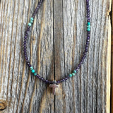 Amethyst Turquoise Beaded Cross Necklace – Sterling Silver, Dainty Christian Jewelry