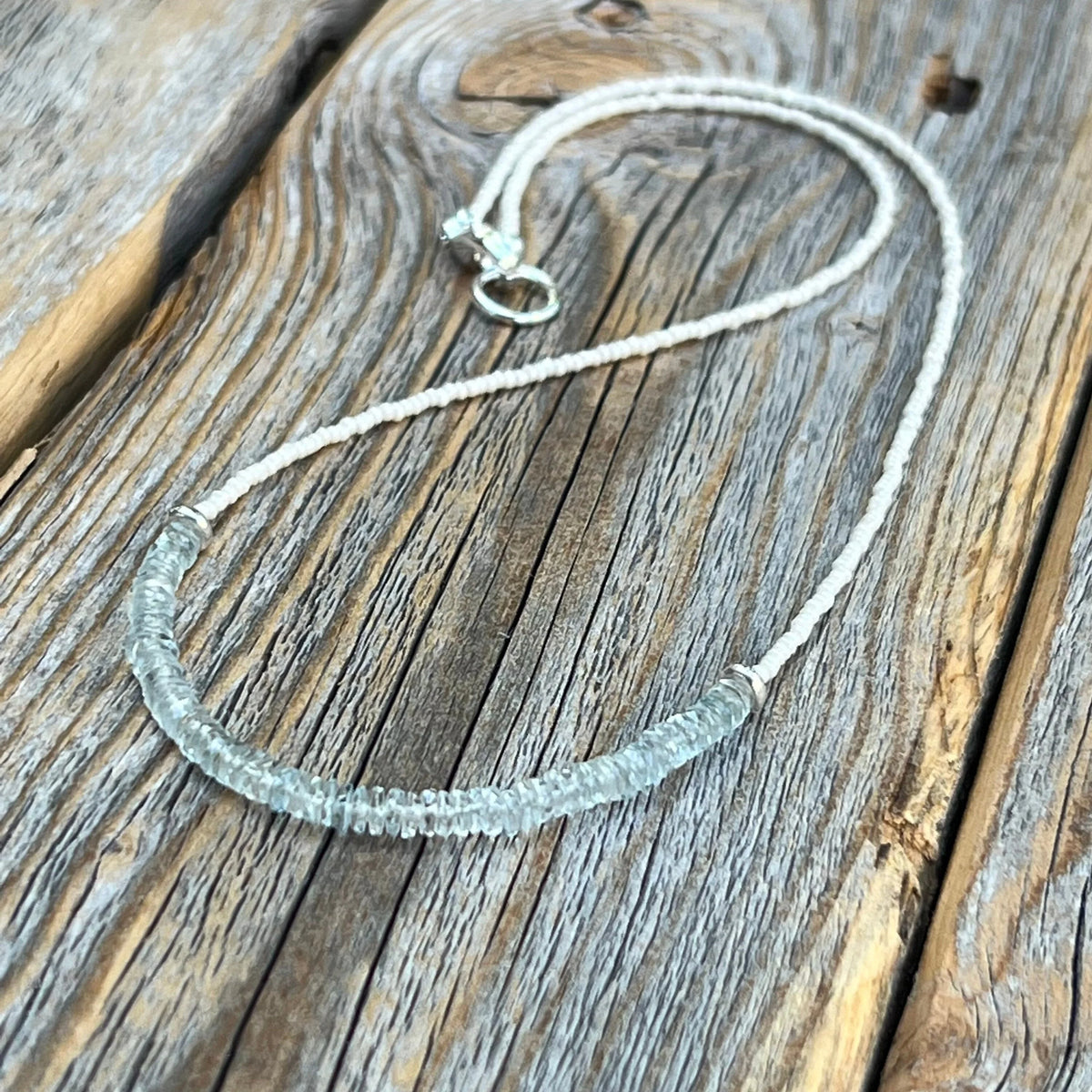 Aquamarine Beaded Choker - Sterling Silver, March Birthstone