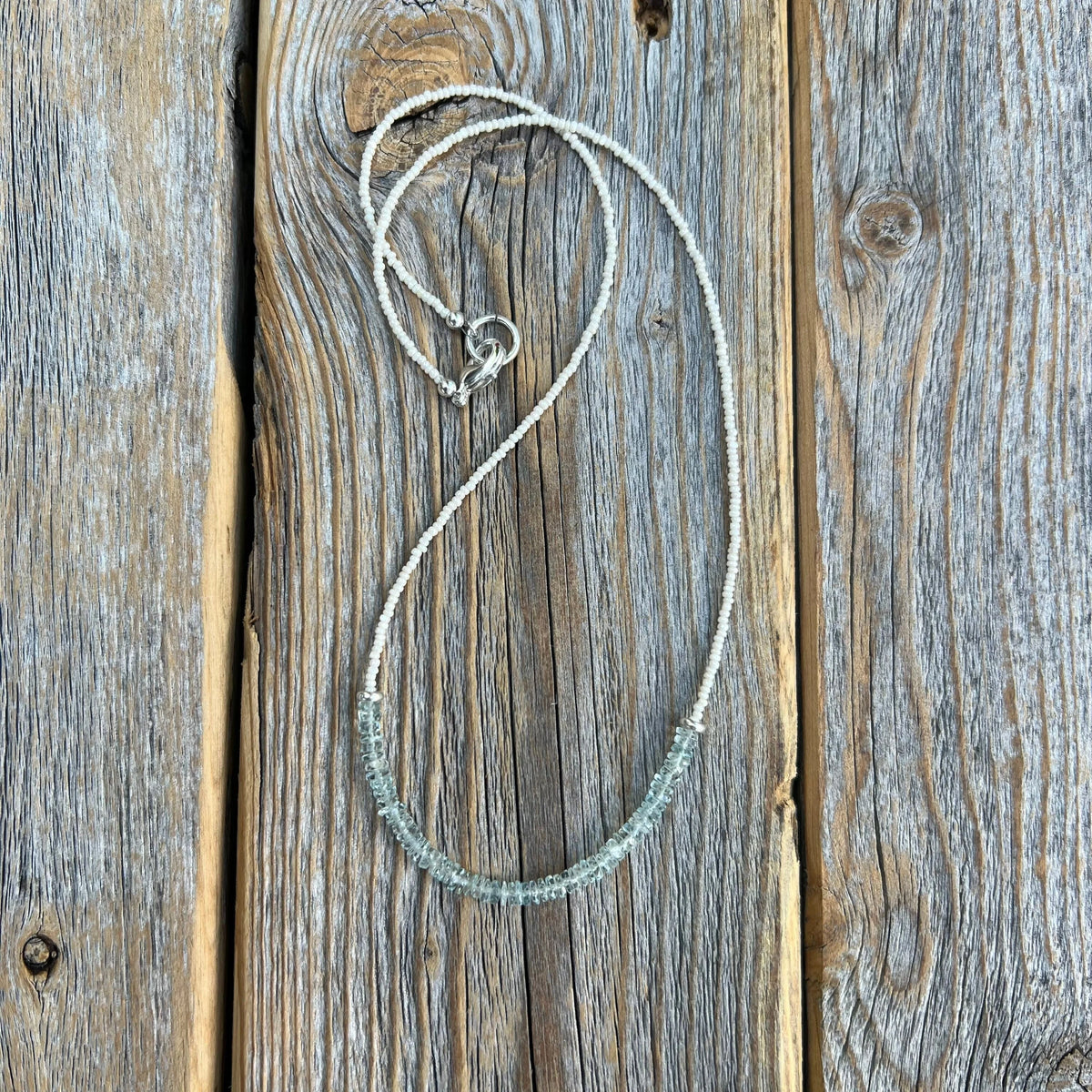 Aquamarine Beaded Choker - Sterling Silver, March Birthstone