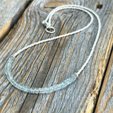 Aquamarine Beaded Choker - Sterling Silver, March Birthstone