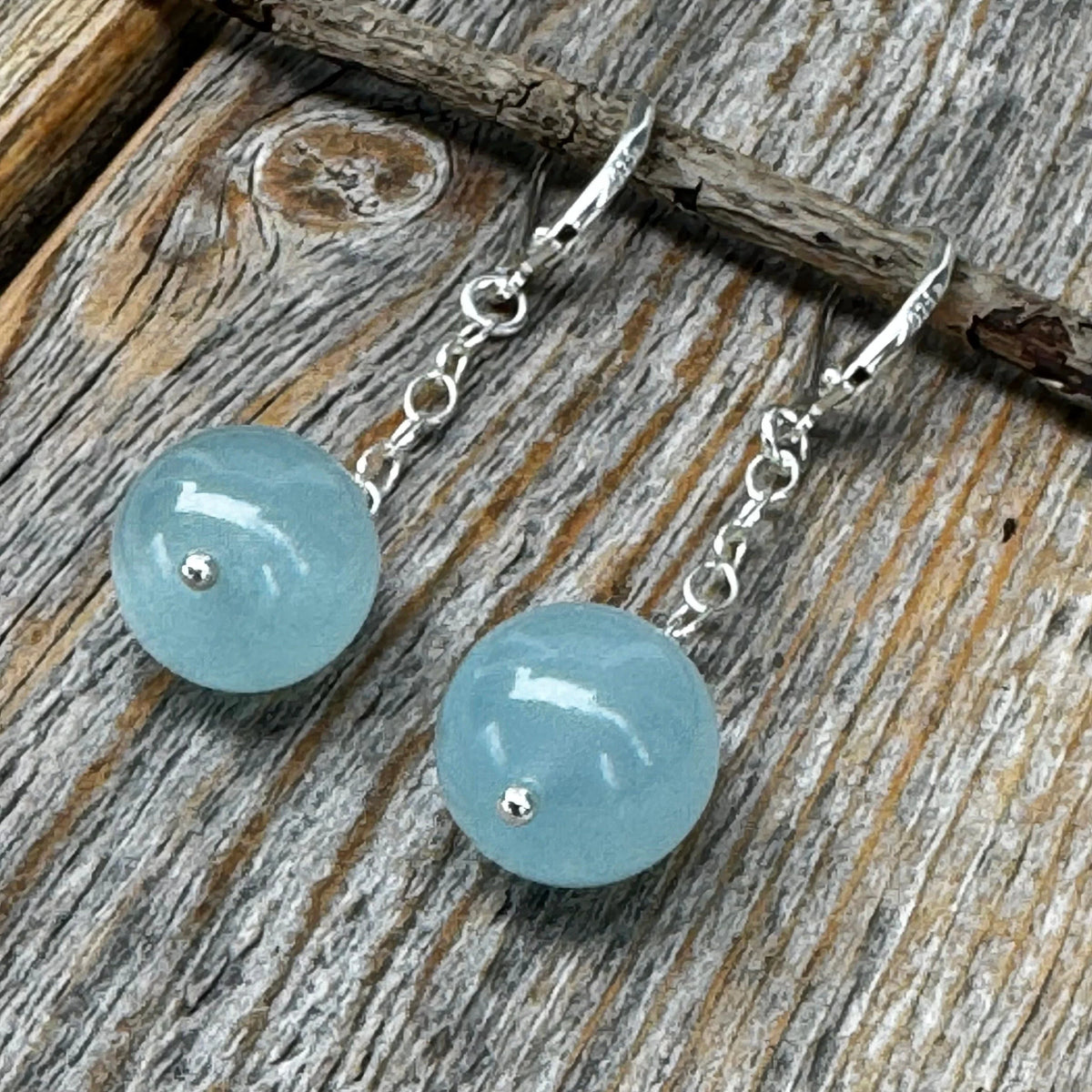 Aquamarine Sterling Silver Dangle Earrings, March Birthstone