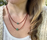 Aventurine Beaded Layering Necklace, Czech Glass, Handmade