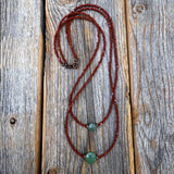 Aventurine Beaded Layering Necklace, Czech Glass, Handmade