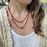 Aventurine Beaded Layering Necklace, Czech Glass, Handmade