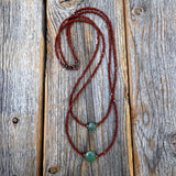 Aventurine Beaded Layering Necklace, Czech Glass, Handmade