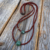 Aventurine Beaded Layering Necklace, Czech Glass, Handmade