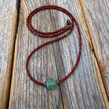 Aventurine Beaded Necklace – Handmade Boho Copper Clasp Jewelry