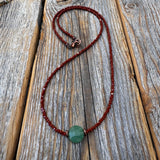Aventurine Beaded Necklace – Handmade Boho Copper Clasp Jewelry