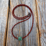 Aventurine Beaded Necklace – Handmade Boho Copper Clasp Jewelry