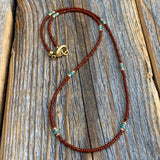 Beaded Choker Necklace - Brown, Teal & Gold Seed Bead Jewelry