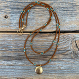 Beaded Layering Necklace – 10K Gold Pendant, Czech Glass Beads
