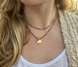 Beaded Layering Necklace – 10K Gold Pendant, Czech Glass Beads