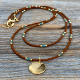 Beaded Layering Necklace – 10K Gold Pendant, Czech Glass Beads