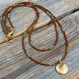 Beaded Layering Necklace – 10K Gold Pendant, Czech Glass Beads