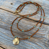 Beaded Layering Necklace – 10K Gold Pendant, Czech Glass Beads