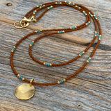 Beaded Layering Necklace – 10K Gold Pendant, Czech Glass Beads