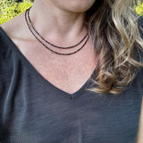 Black & Bronze Czech Glass Beaded Layered Necklace - Dainty Minimalist Jewelry