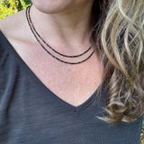 Black & Bronze Czech Glass Beaded Layered Necklace - Dainty Minimalist Jewelry