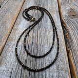 Black & Bronze Czech Glass Beaded Layered Necklace - Dainty Minimalist Jewelry