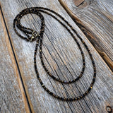 Black & Bronze Czech Glass Beaded Layered Necklace - Dainty Minimalist Jewelry