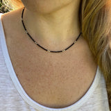 Black Spinel and Labradorite Beaded Necklace – Sterling Silver Accents