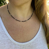 Black Spinel and Labradorite Beaded Necklace – Sterling Silver Accents