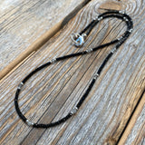 Black Spinel and Labradorite Beaded Necklace – Sterling Silver Accents