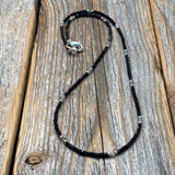 Black Spinel and Labradorite Beaded Necklace – Sterling Silver Accents