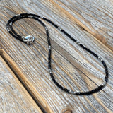 Black Spinel and Labradorite Beaded Necklace – Sterling Silver Accents