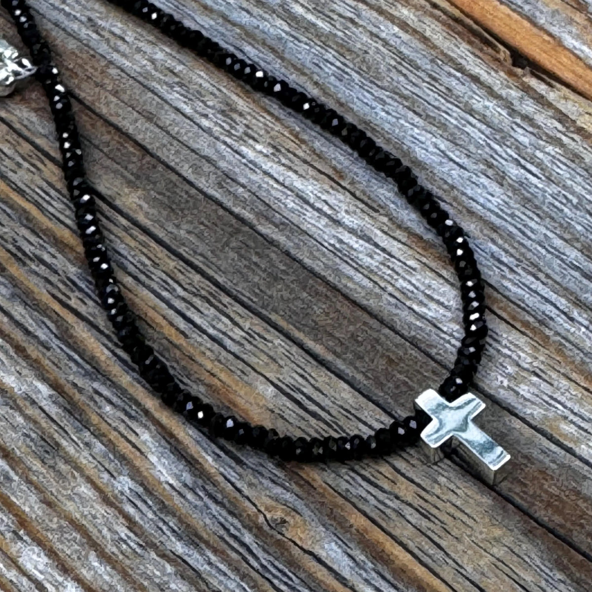 Black Spinel Cross Necklace | Sterling Silver Christian Jewelry