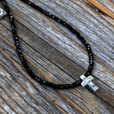 Black Spinel Cross Necklace | Sterling Silver Christian Jewelry
