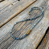 Blue Kyanite Beaded Necklace – 14K Gold-Plated Clasp, Handmade Jewelry